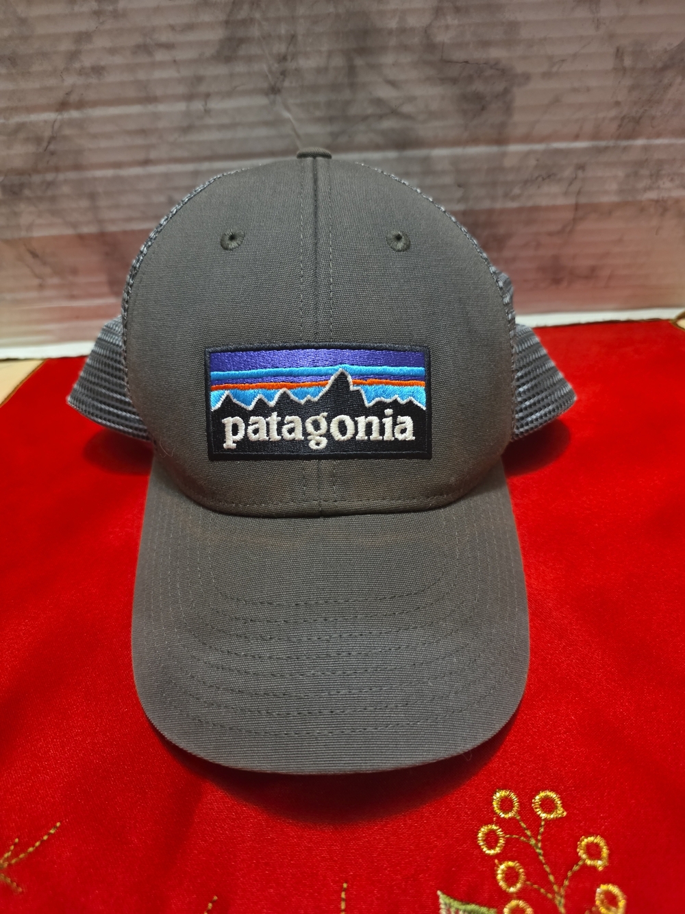 Patagonia Gray Trucker Hat with Logo Patch